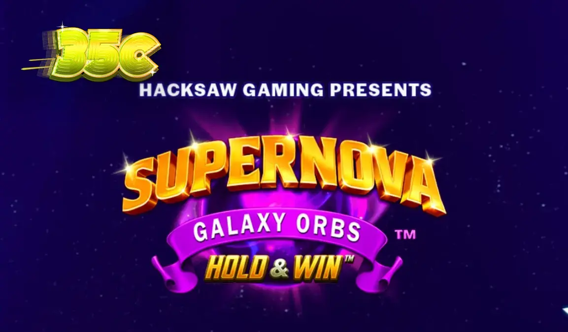Interface do jogo Supernova Galaxy Orbs com símbolos de frutas e orbes cósmicos